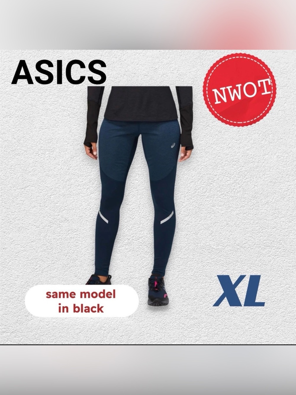 🇯🇵🆕NWOT ASICS | XL| Sleek Black Running Lite-Show Winter Tights Leggings